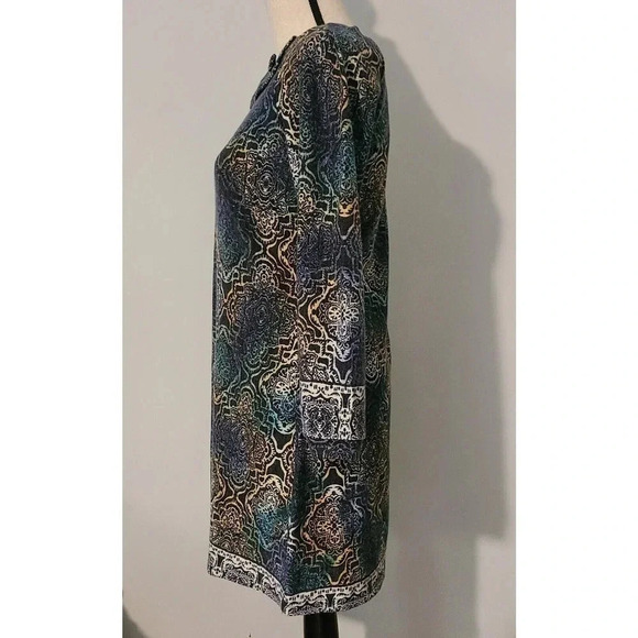ARYEH Anthropologie PRINT FITTED Dress Knit Sz LARGE Long Sleeve Boho - Picture 3 of 8